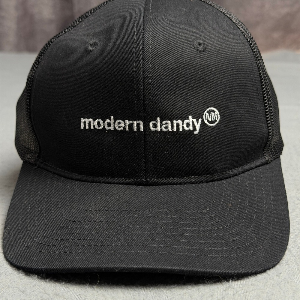 Modern Dandy Trucker Hat Black Mesh Snapback Cap Embroidered Logo